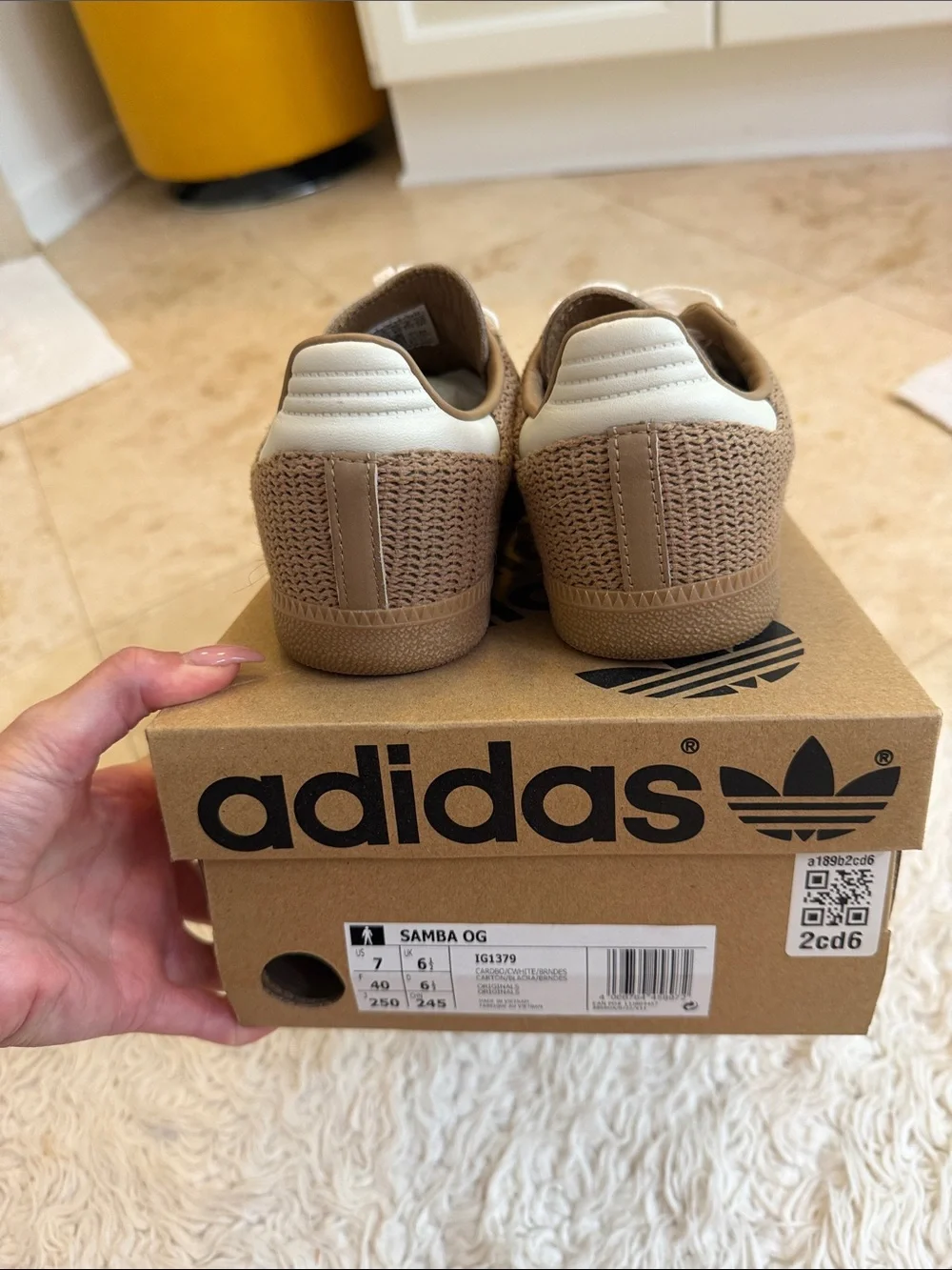 adidas samba OG ‘Cardboard’ color Mesh & Suede Sneakers with White Stripes - Picture 3 of 13